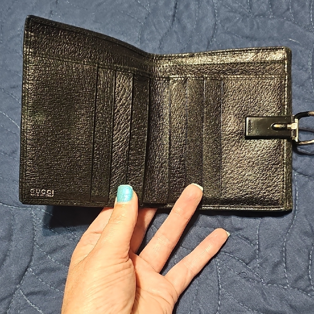 Gucci Black Leather Wallet Amazing Condition With COA